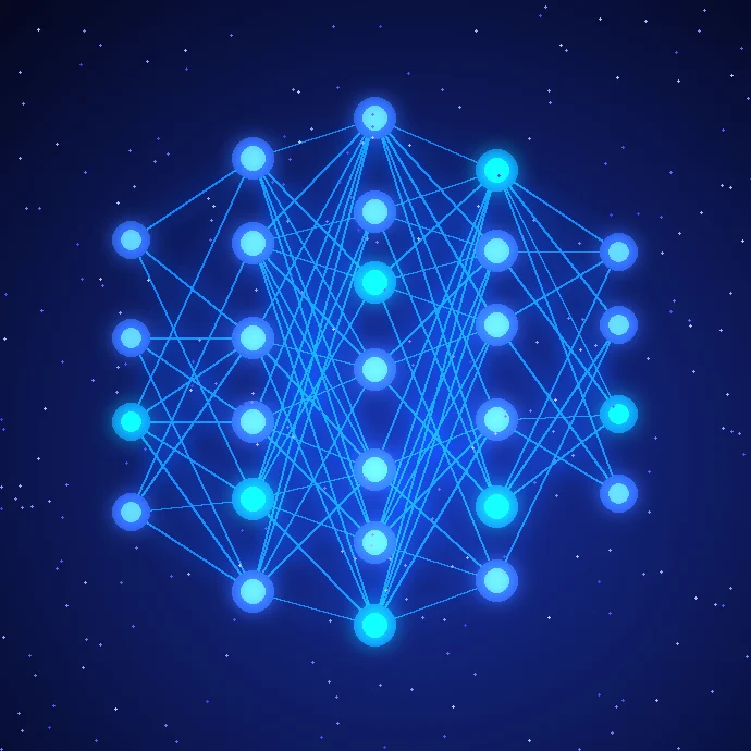 Illustration of an AI neural network representing 14Creators AI automation services